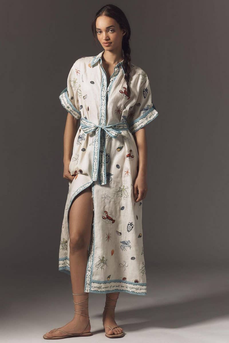 CWDMD5726_PRINTED FASHION CASUAL LACE-UP DRESS