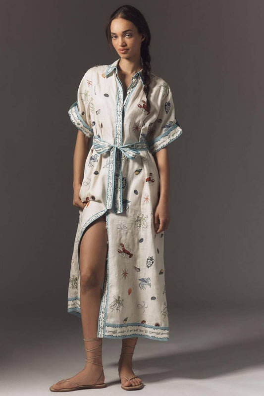 CWDMD5726_PRINTED FASHION CASUAL LACE-UP DRESS