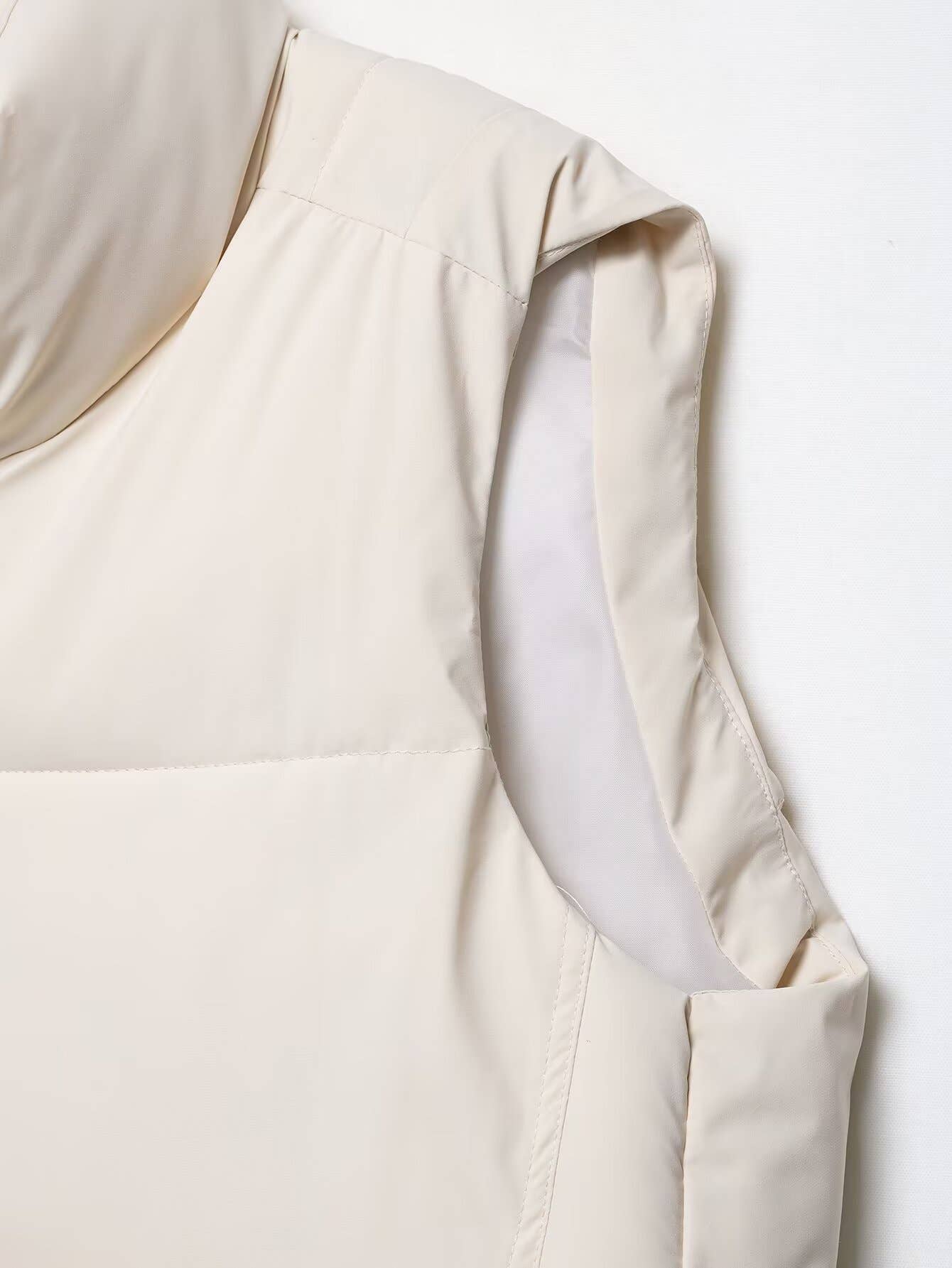 Simple sleeveless stand-up collar zip-up vest