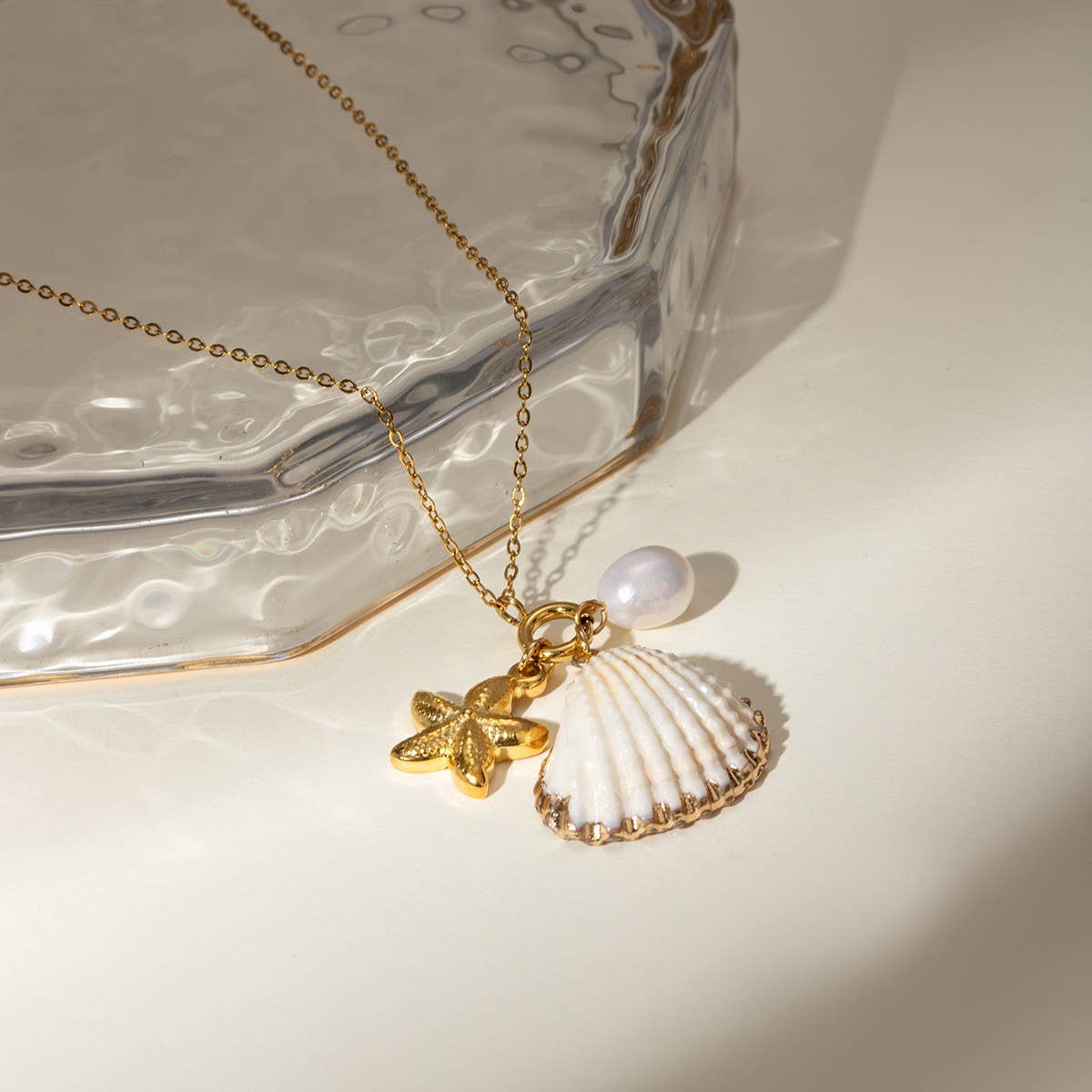 NEW OCEAN SERIES PEARL STARFISH SHELL NECKLACE