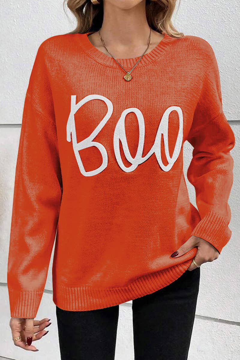 ROUND NECK THREAD CASUAL LETTER-PRINTED SWEATER