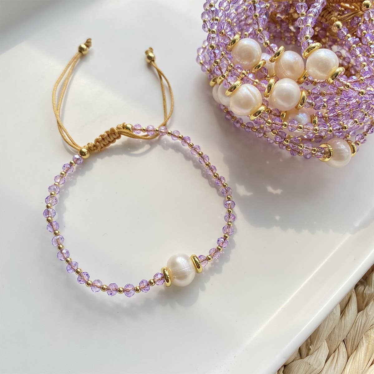 CWAJE4565_FASHION NEW NATURAL PEARL CRYSTAL BRACELET