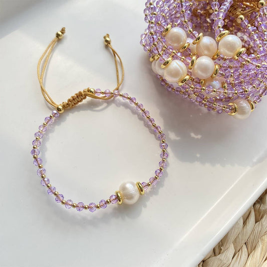CWAJE4565_FASHION NEW NATURAL PEARL CRYSTAL BRACELET