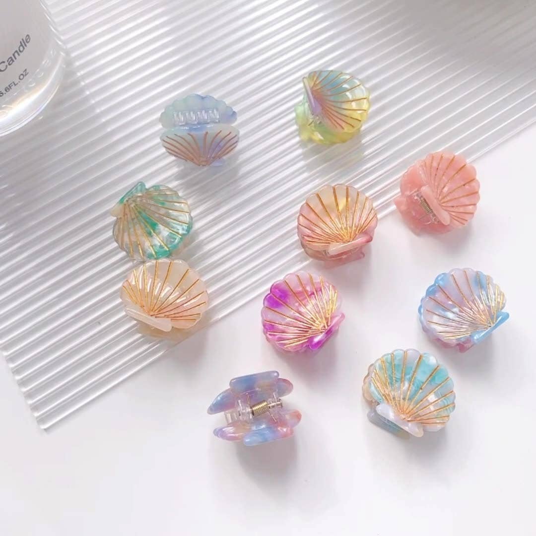 Cute mini gradient color shell acetic acid gripper