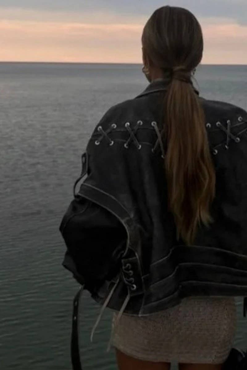 CWOCO1076_VINTAGE WOVEN PU LEATHER JACKET