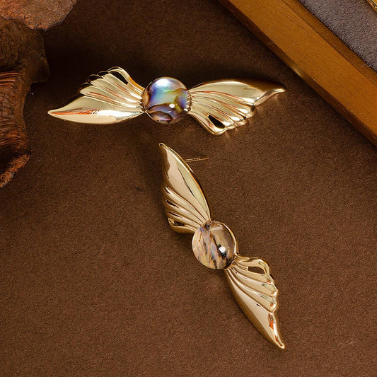 ANGEL'S WINGS ABALONE SILVER NEEDLE EARRINGS_CWMM4337