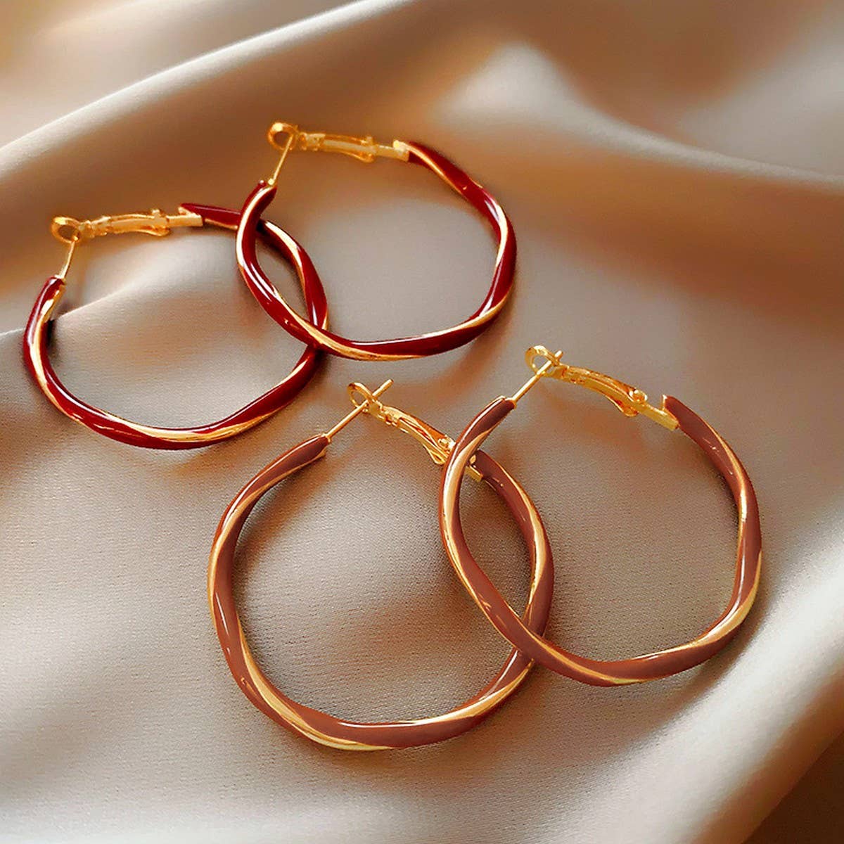 OIL DRIP SPIRAL VINTAGE EARRINGS_CWAJE2357