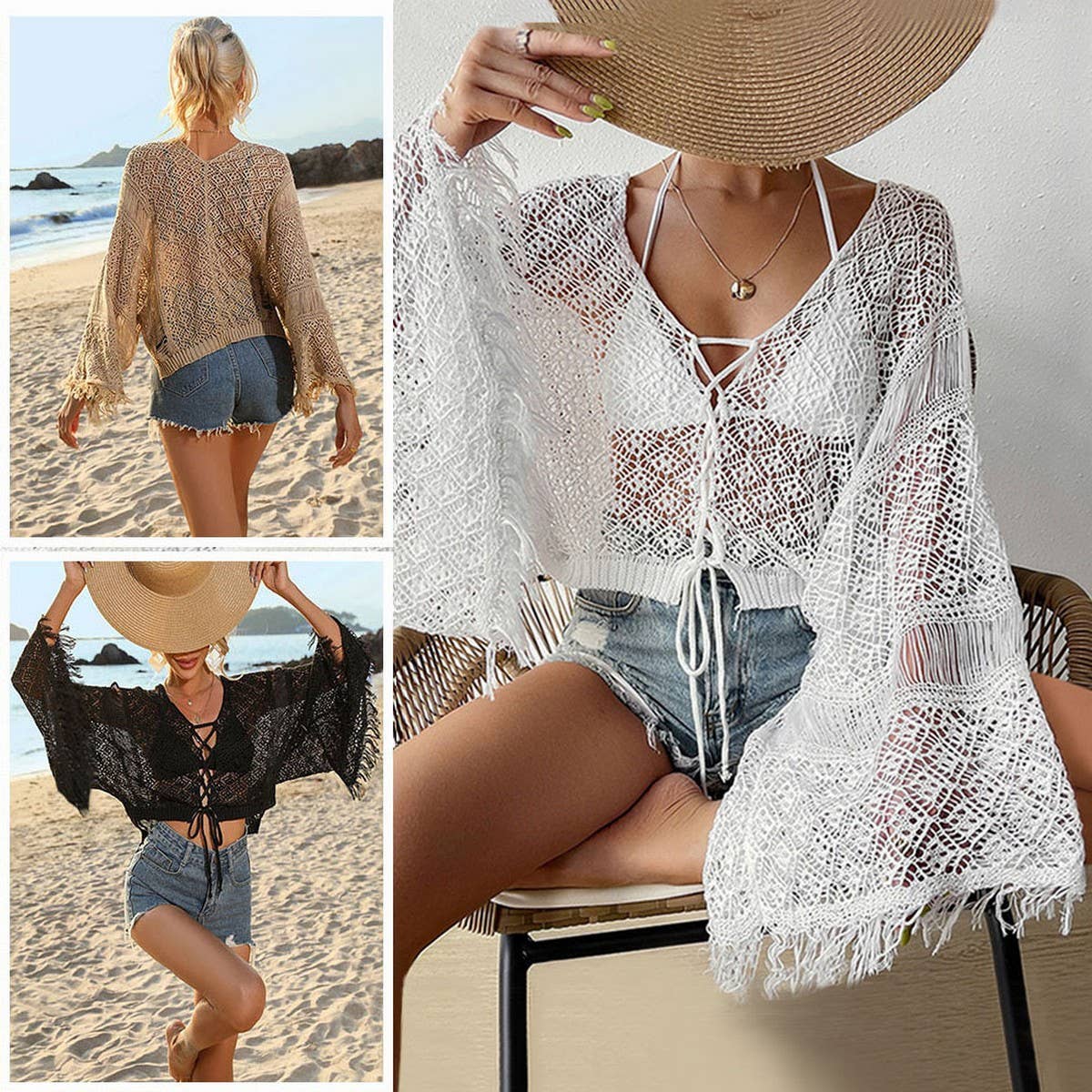 VERSATILE SEXY FRINGE BEACH SWIMSUIT COVER-UP