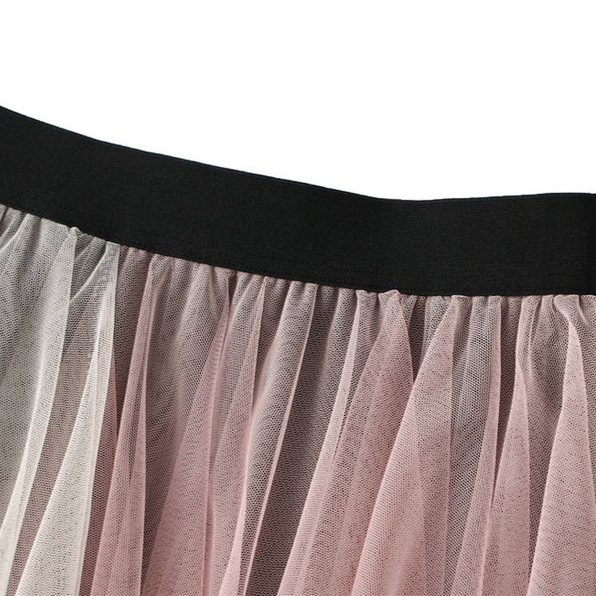 Colorblock Layered Tulle Irregular Midi Skirt
