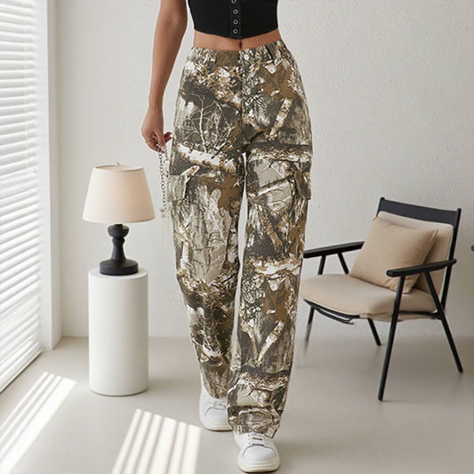 High-waisted straight-leg wide-leg pants