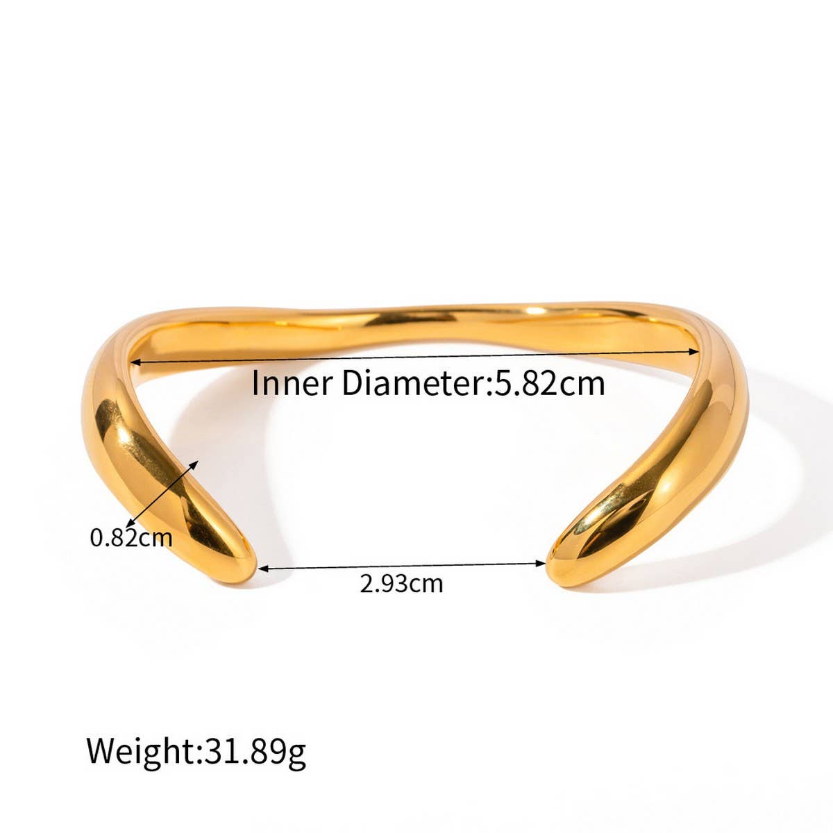 18K Gold Irregular Wave Cuff in Titanium Steel_CWAJE4654