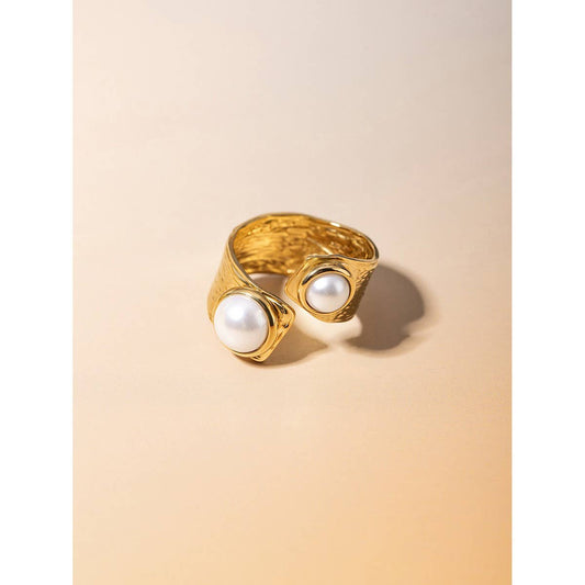 PERSONALIZED ALL-MATCH IRREGULAR OPEN PEARL RING_CWAJE1795