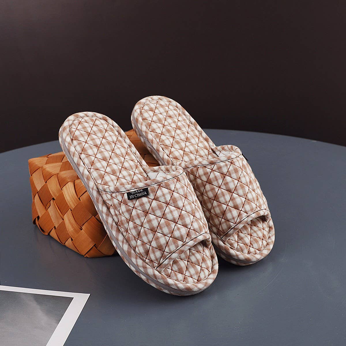 Thick Cotton Indoor Slippers with Fabric Sole