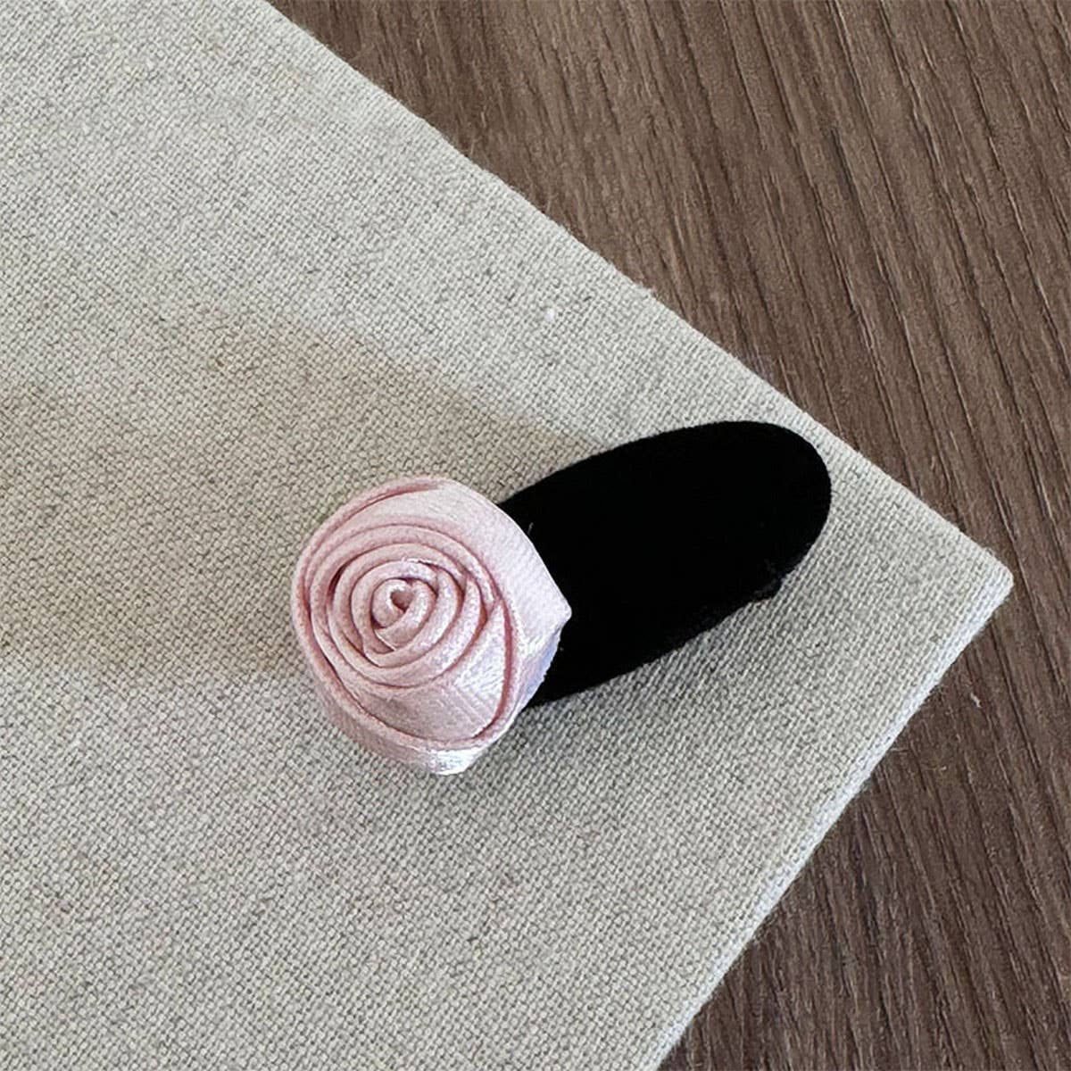 NEW PURE PINK ROSE BOW HAIRPIN