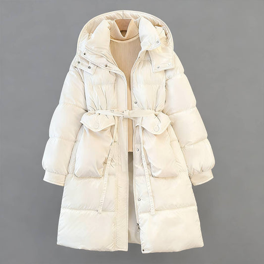 Thick,hooded,mid-length cotton-padded jacket