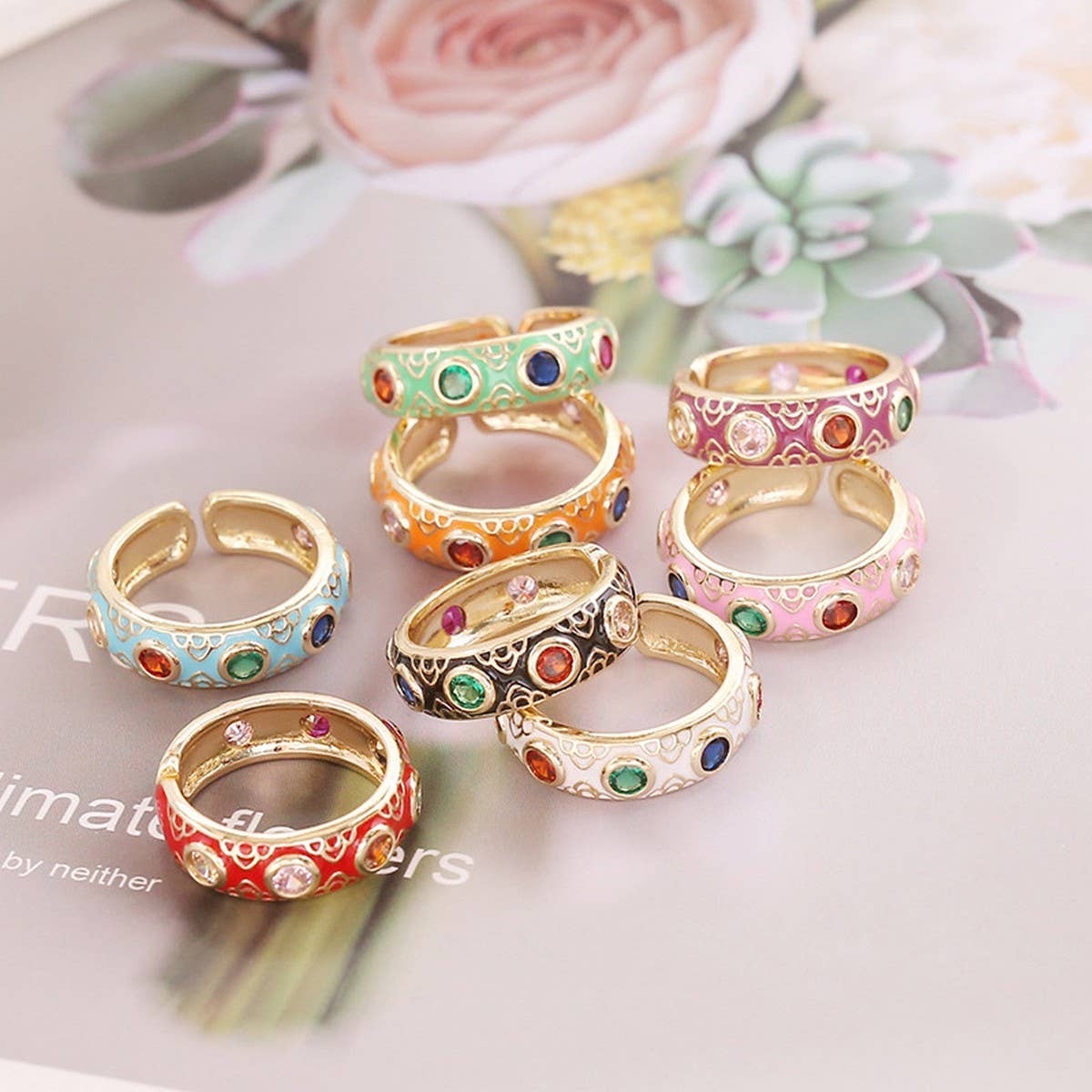 MULTICOLOR OIL DRIP OPEN PERSONALITY HIP HOP RING