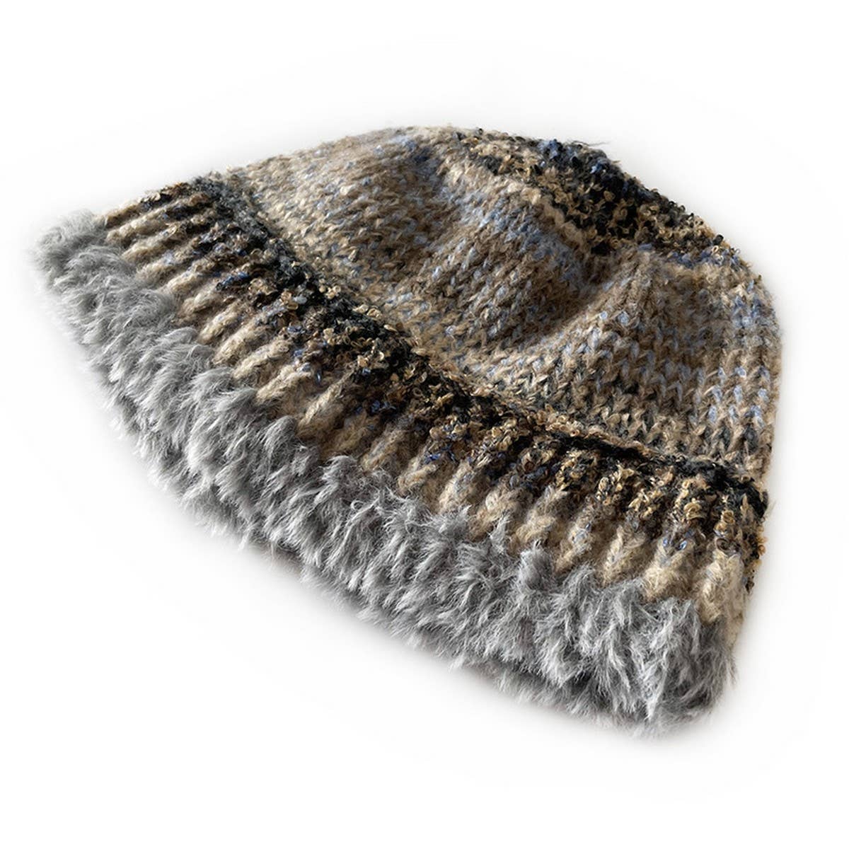 CHILDREN'S KNITTED HAT COLORFUL STRIPED BUCKET HAT_CWAH2050