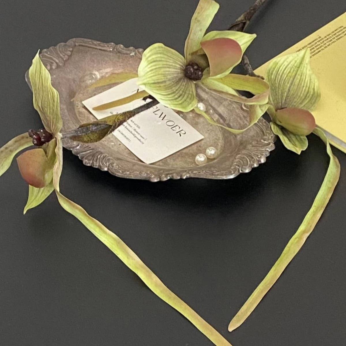 Artificial 3-Head Leafless Slipper Orchid Stem_CWMM6519