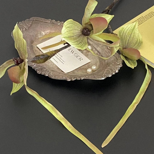 Artificial 3-Head Leafless Slipper Orchid Stem_CWMM6519