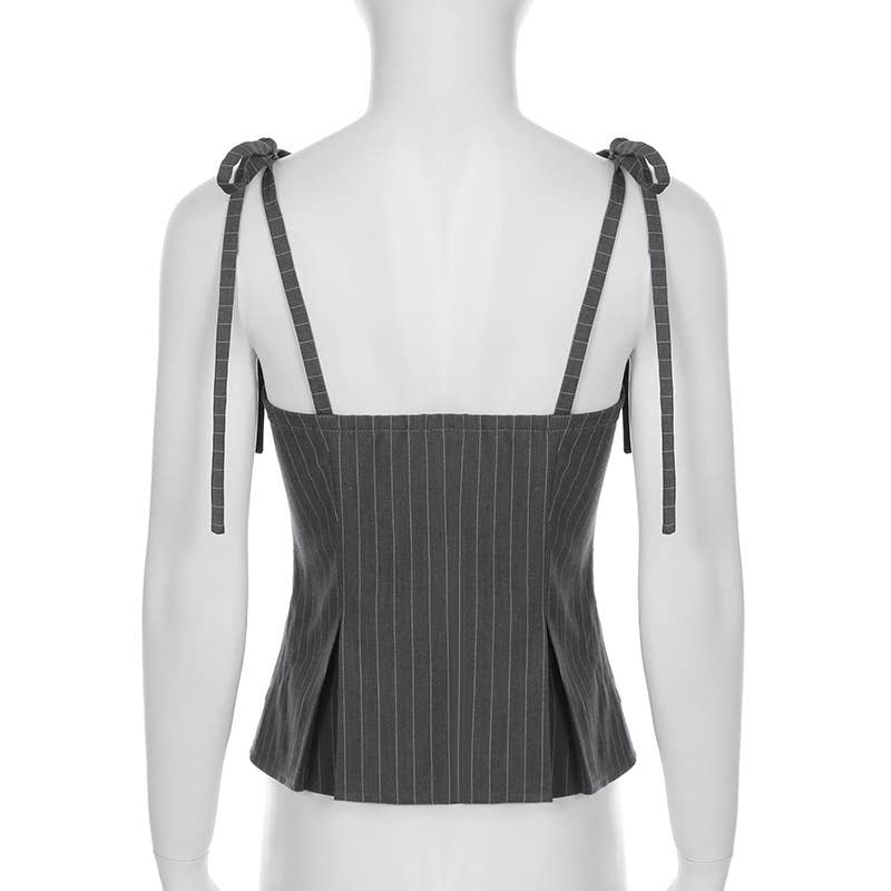 Striped irregular slim-fit suspenders