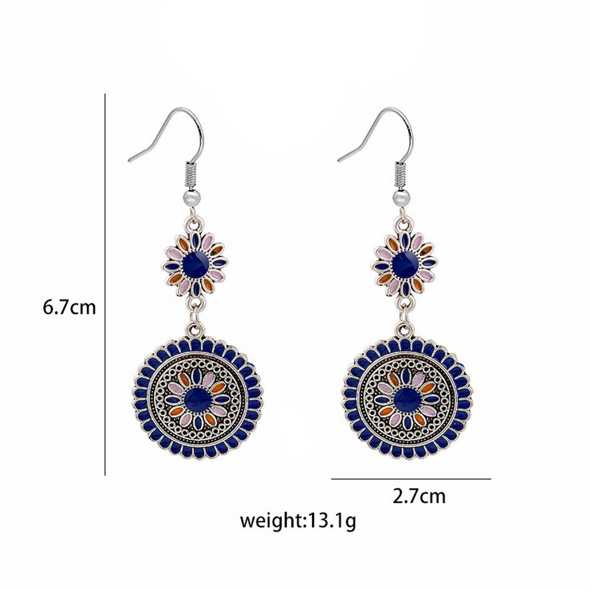 EXAGGERATED RETRO BOHEMIAN SUNFLOWER EARRINGS_CWAJE1876