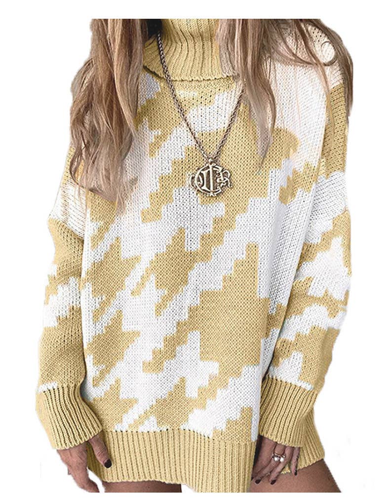 Patchwork Color Turtleneck Sweater