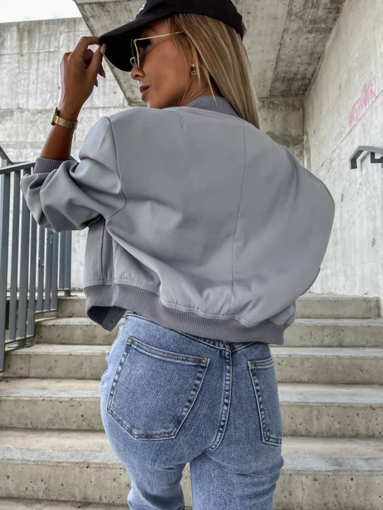 AUTUMN AND WINTER JACKET WITH STAND-UP COLLAR