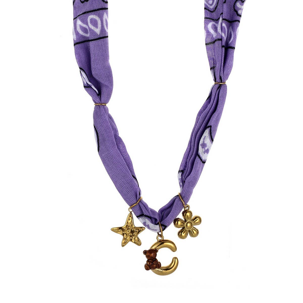 Colorful Scarf Necklace with Fruit Charms