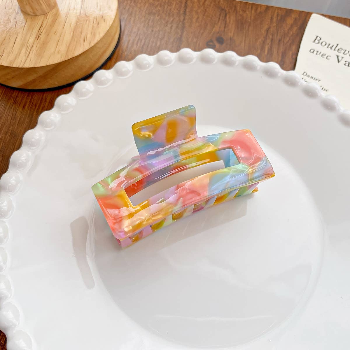 Acetate board style candy-colored hair clip
