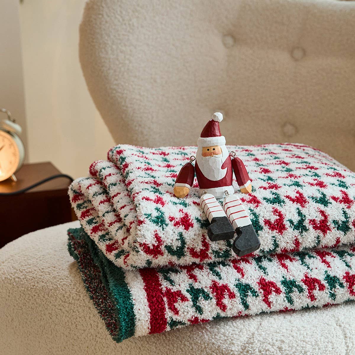 NEW RETRO CHRISTMAS HOUNDSTOOTH KNITTED BLANKET
