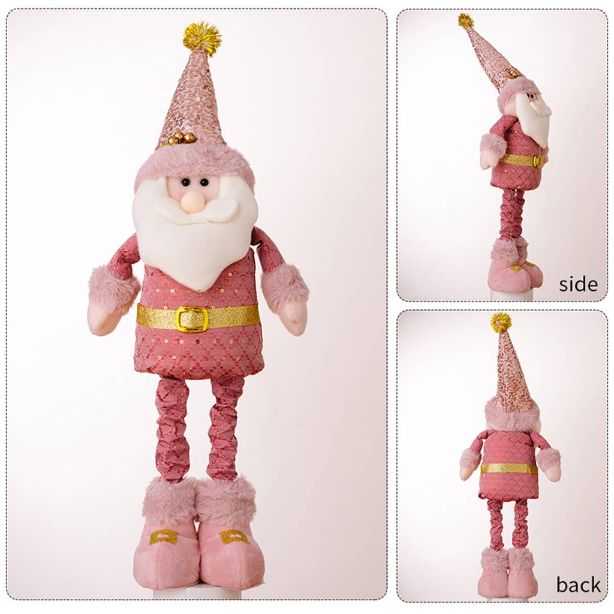 CWMM2995_PINK SANTA DOLL RETRACTABLE ELK DECORATION