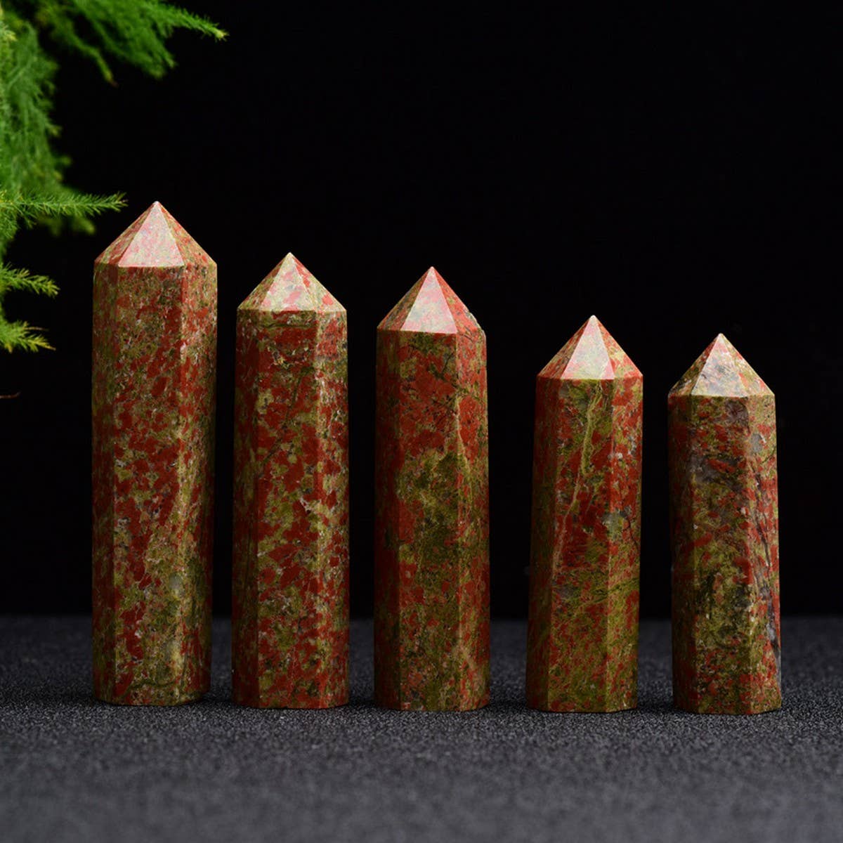 Natural Chrysoprase Hexagon Crystal Tower