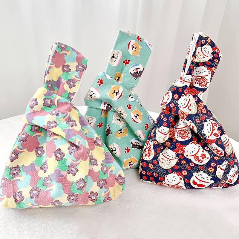 Cute cartoon tie canvas handbag