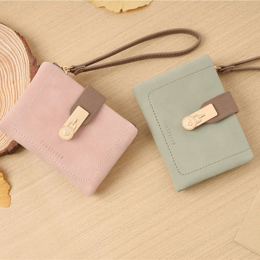 SHORT WOMEN'S SOLID COLOR FOLDING COIN PURSE_CWAB2340