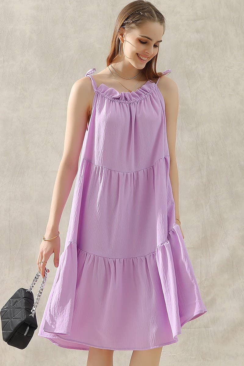 CWDSD10415_SHOULDER BOW TIE PRAIRIE DRESS