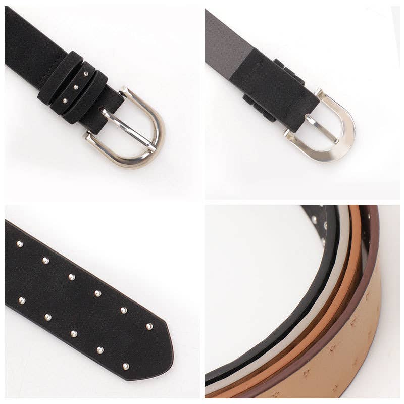 Pressed bead cowboy style suede buckle belt