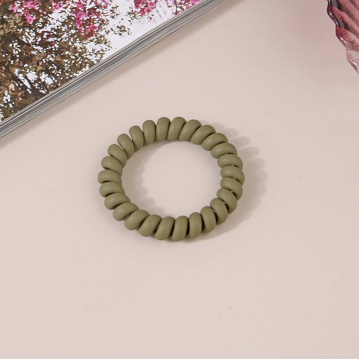 CWAHA1379_SIMPLE FROSTED PHONE CORD HAIR TIE