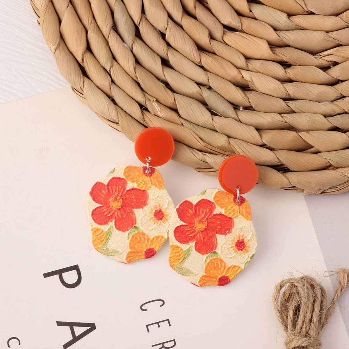 SWEET GIRL COLORFUL FLOWER ACRYLIC EARRINGS