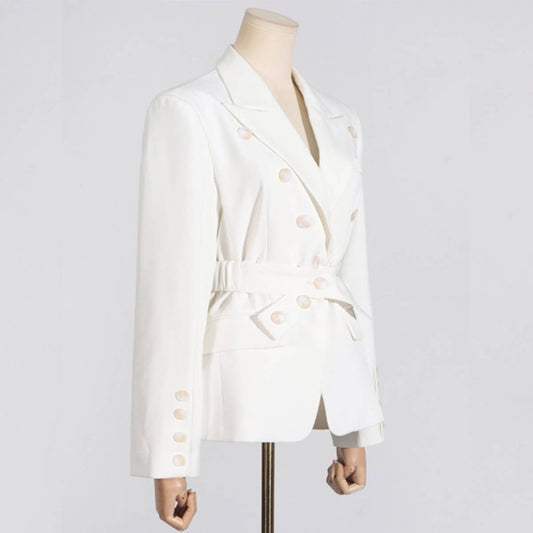 Chic Spring Button-Trimmed Blazer for Women