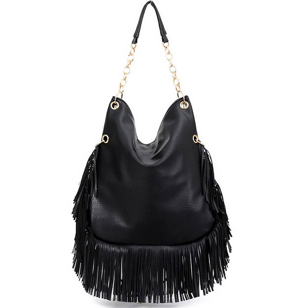 CWAB4538_RIVET SOFT LEATHER TASSEL HAND-HELD SHOULDER BAG