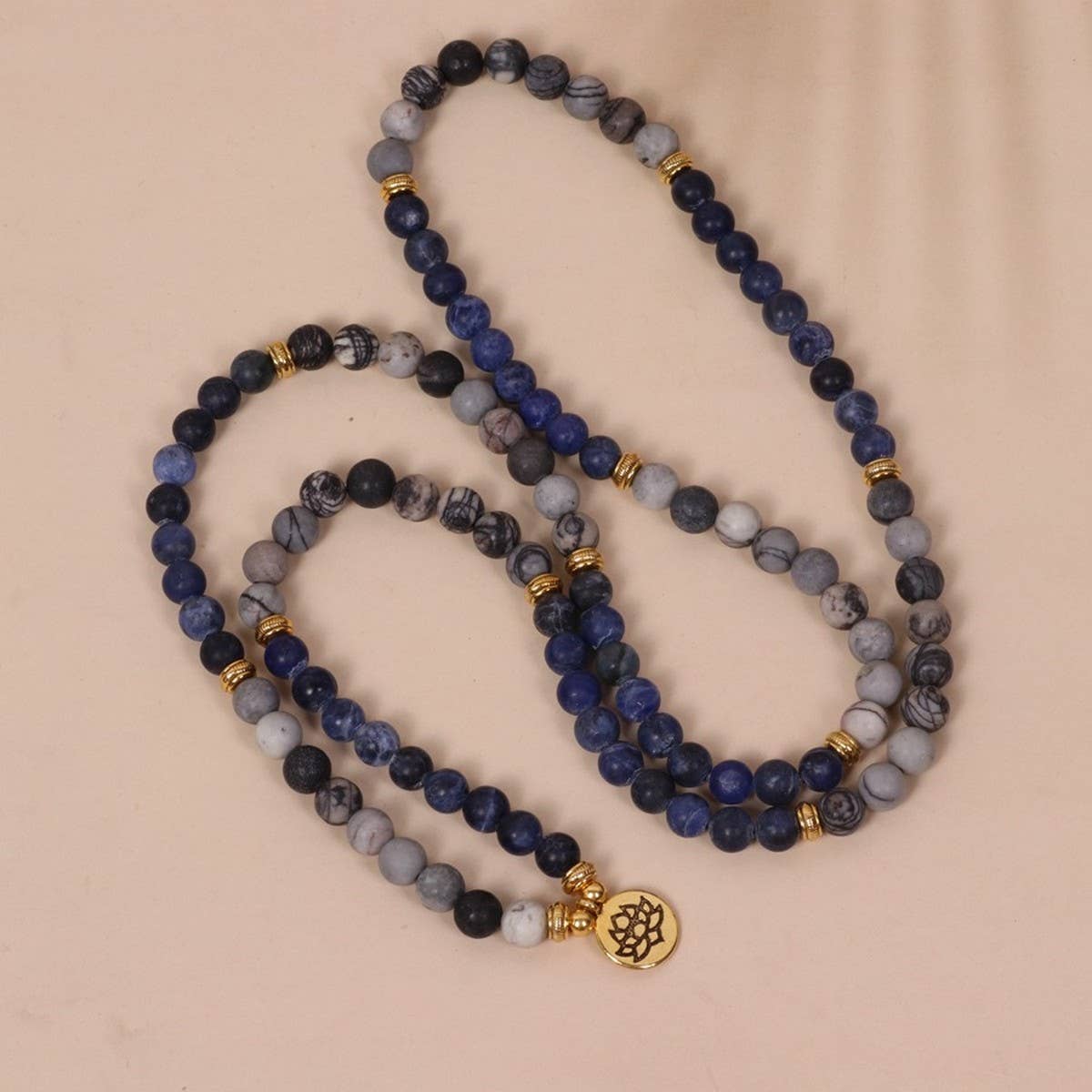 108 BLUE VEIN NETWORK STONE BEADED BRACELET_CWAJE3924