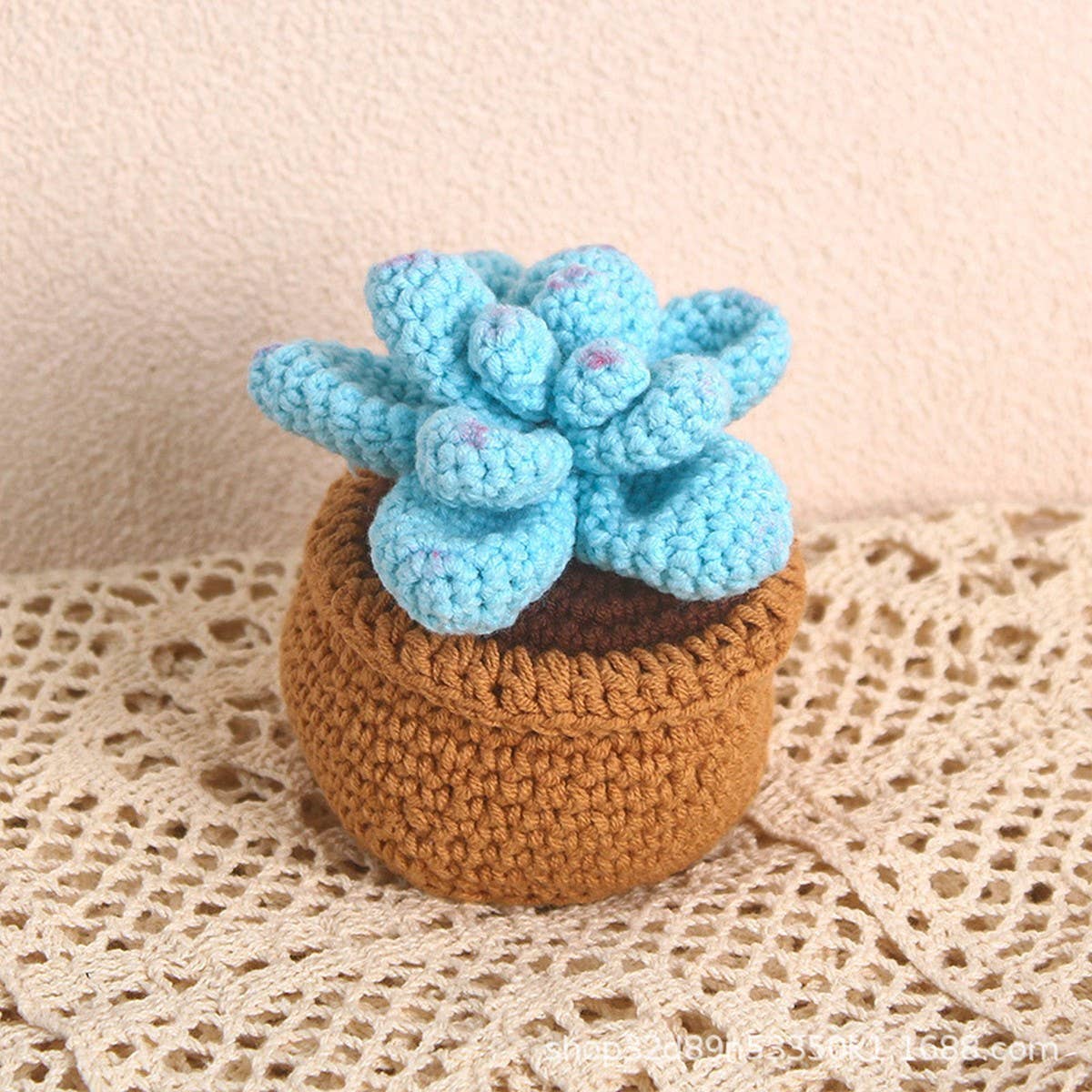CWMM9280_PERMANENT SUCCULENT CROCHET GREEN PLANTS