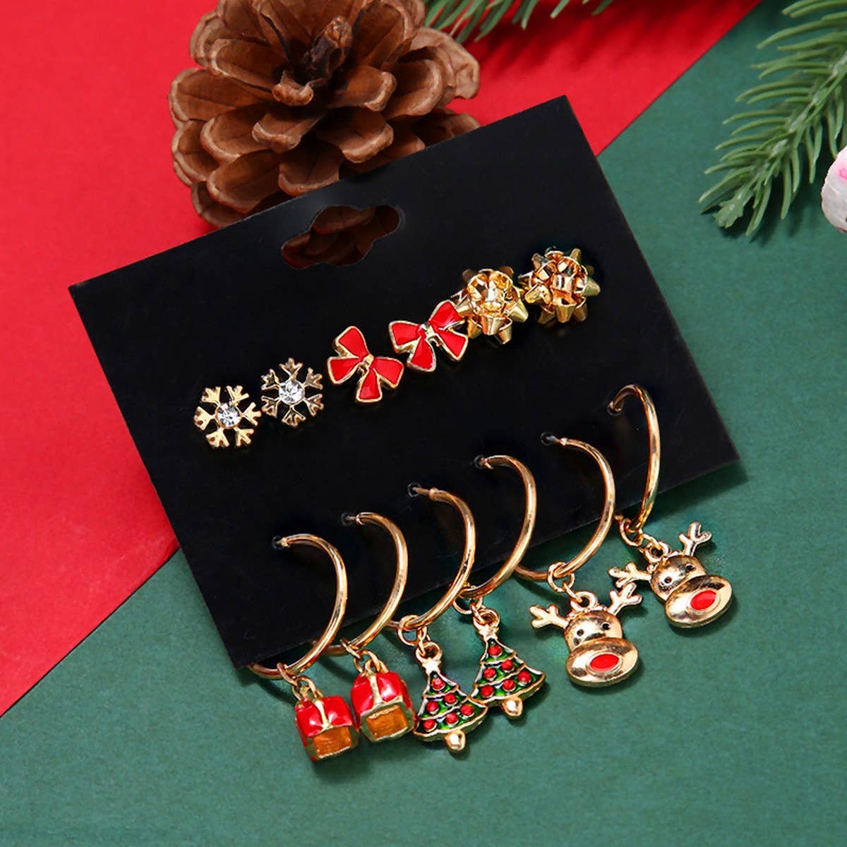 CHRISTMAS EARRING COMBINATION CARTOON EARRING SET