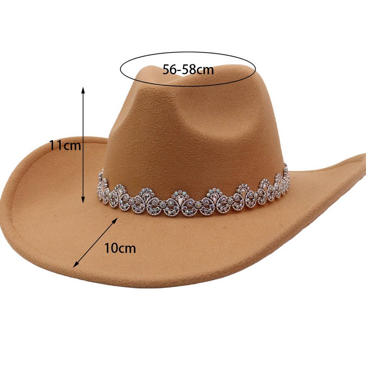 Western Rhinestone Felt Cowboy Hat for Women Men_CWAH04479