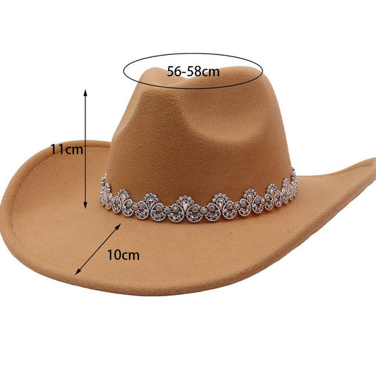 Western Rhinestone Felt Cowboy Hat for Women Men_CWAH04479