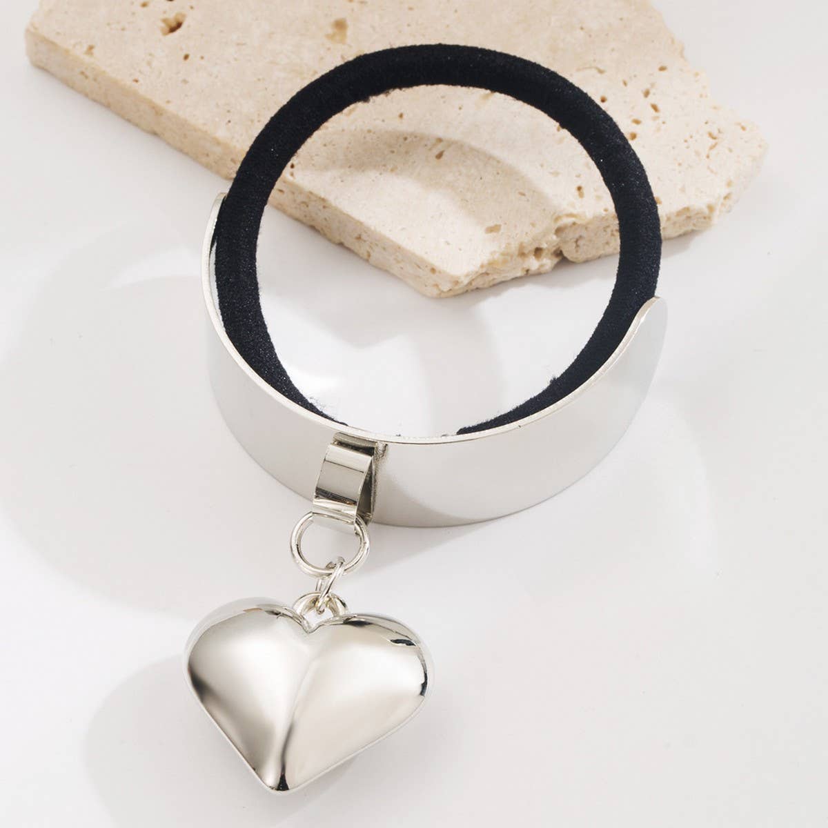 Gold Waterdrop Heart Pendant Elastic Hair Tie
