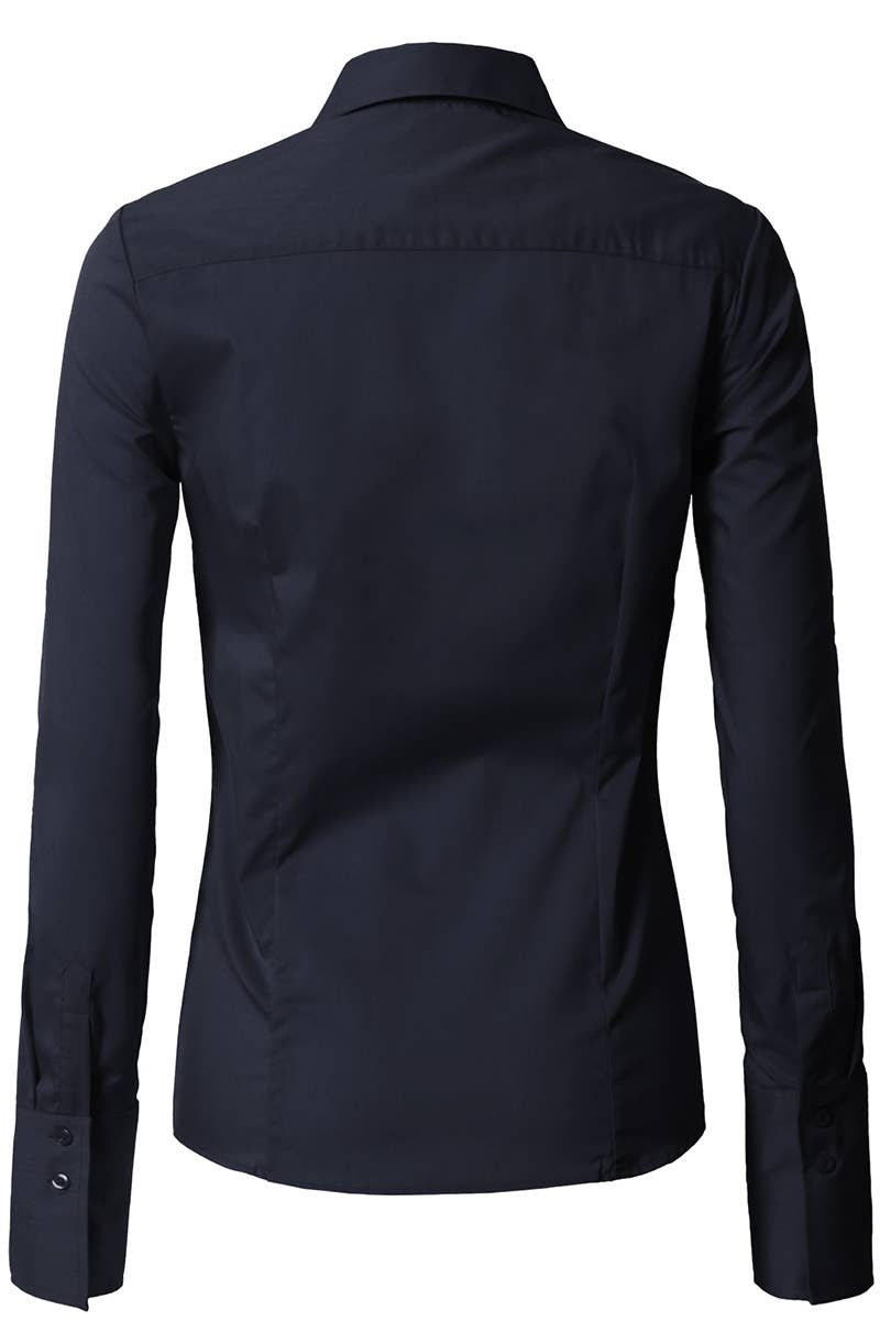 LADIES CASUAL LONG SLEEVE BUTTON UP SHIRT_CWTDSL027