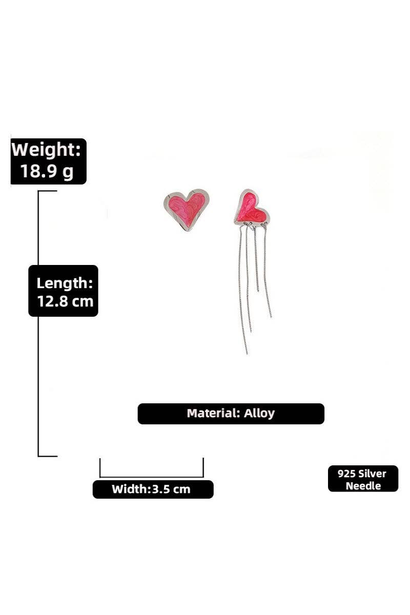 SILVER NEEDLE LOVE CHAIN TASSEL EARRINGS_CWAJE204