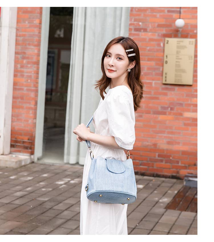 Denim multi-layered crossbody bag