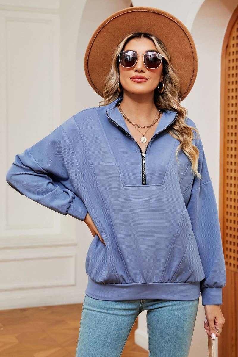 CWOHOL0988_LONG-SLEEVED HOODIE WITH LAPEL ZIP POCKET